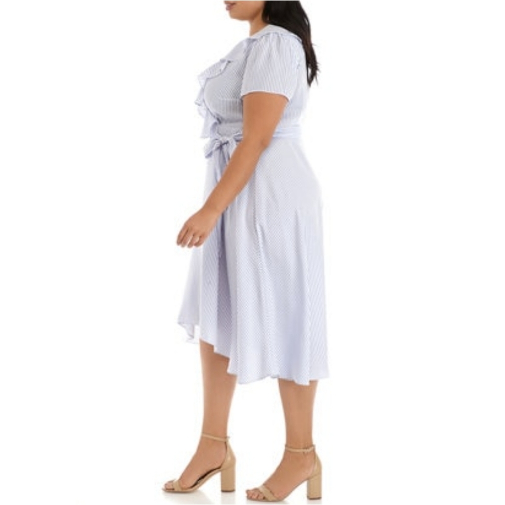 [DN Designs] Plus Ruffle Stripe Dress - Picture 3 of 11